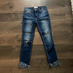 Free People skinny jeans with fray at bottom